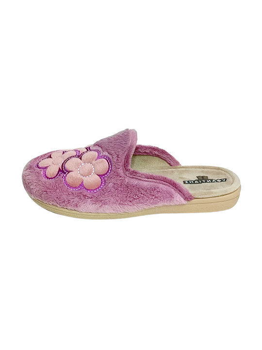 Yfantidis Winter Women's Slippers in Lilac color