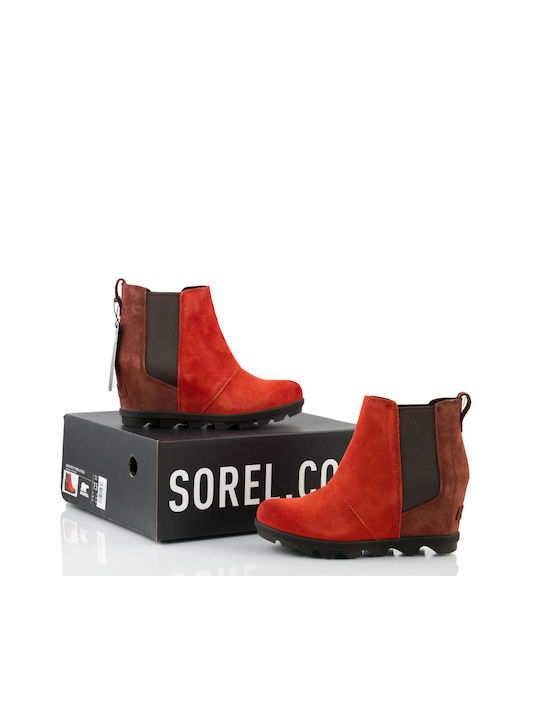 Sorel Leder Damen Chelsea Stiefeletten Rot