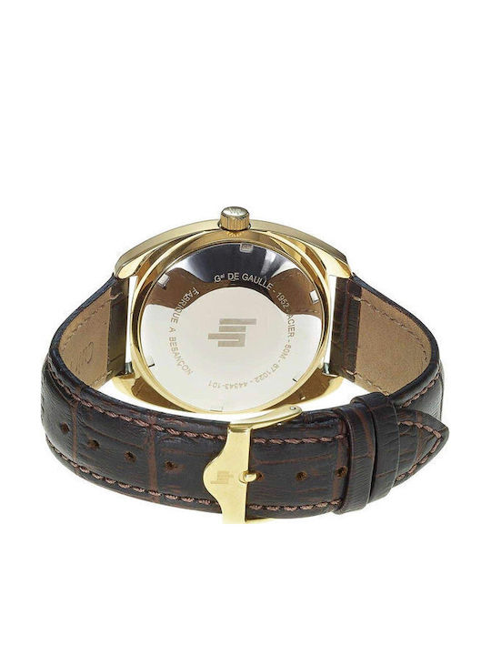 Lip Watches Lip Cdg General De Gaulle Men's Watch Battery with Brown Leather Strap