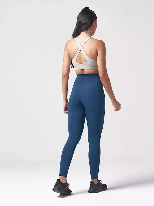 Training Γυναικείο Μακρύ Κολάν Ψηλόμεσο & Push Up Teal
