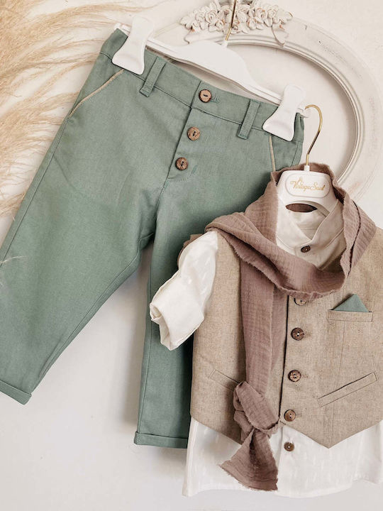 Vintage Soul Taufkleidung für Jungen Grüner Anzug 4 Stück