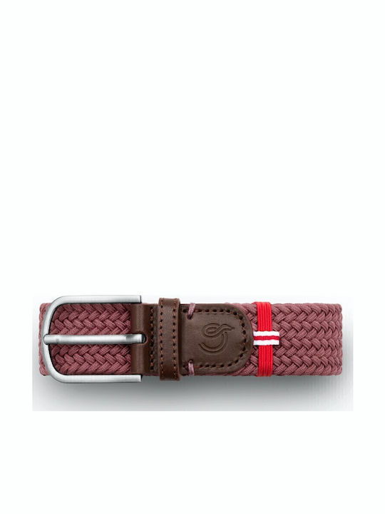 Elastic Men's Belt Leather Knitted Brown