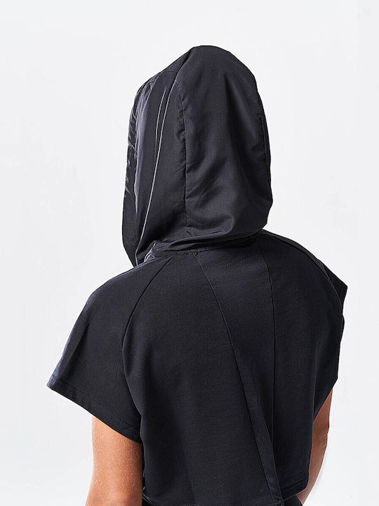 Bluze Damă Sport Crop Top Fără Mânecă Negru