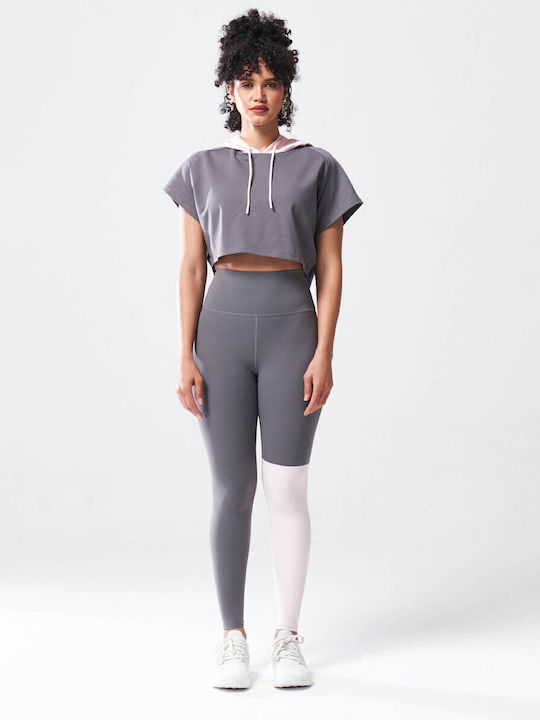 Γυναικείο Αθλητικό Crop Top Κοντομάνικο Γκρι