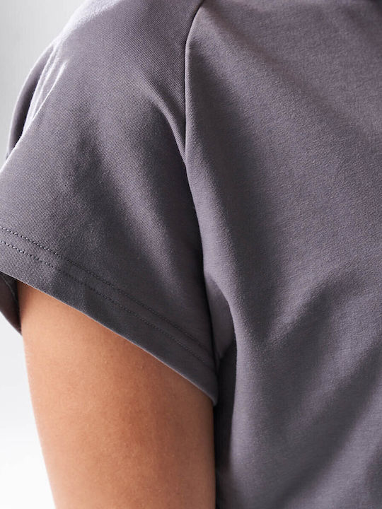 Γυναικείο Αθλητικό Crop Top Κοντομάνικο Γκρι