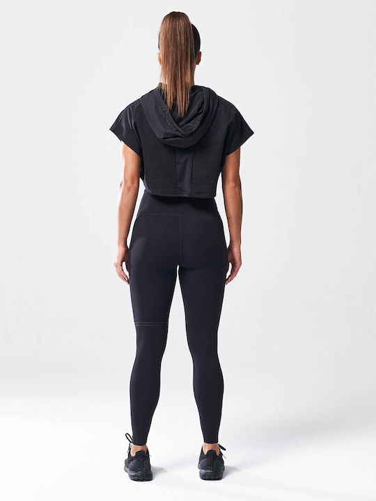 Bluze Damă Sport Crop Top Fără Mânecă Negru