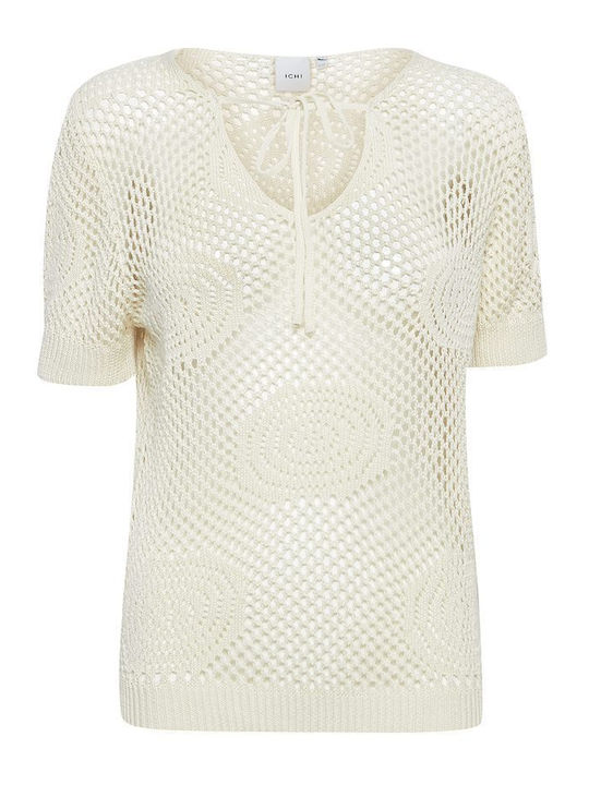 ICHI Damen Bluse Kurzärmelig Beige