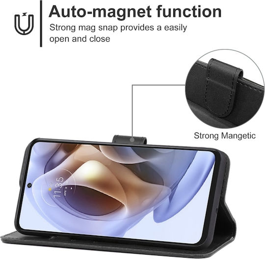 Wallet Δερμάτινο Μαύρο (Moto G31)
