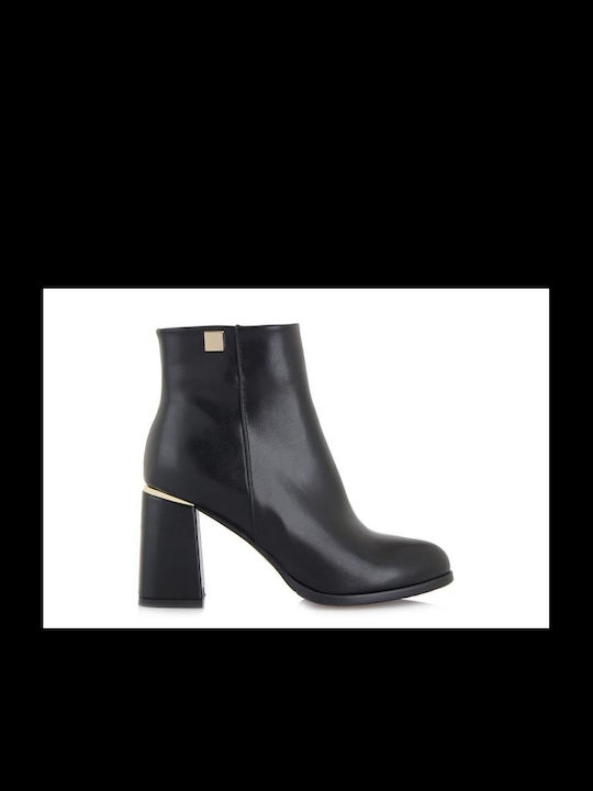 Exe Leather Women's Ankle Boots with High Heel Black