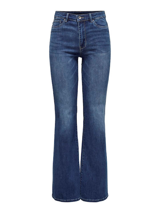 Hw Women's Jean Trousers Flared Medium Blue Denim