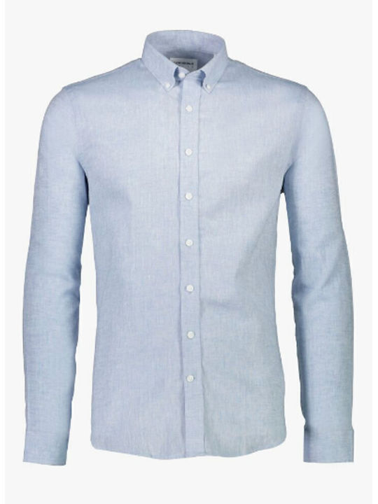 Long-sleeved Linen Shirt Light Blue