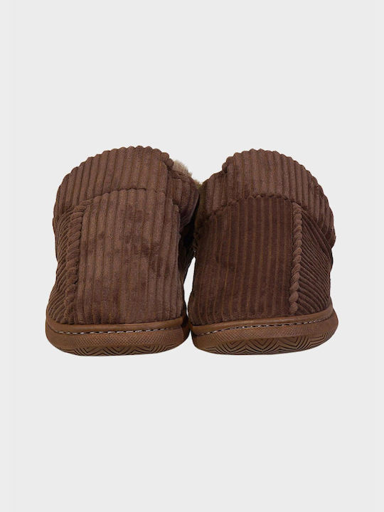 G Secret Men's Slippers with Fur Brown