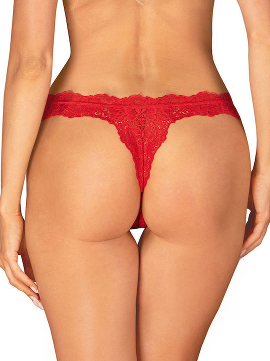 Obsessive Amor Cherris Women's String with Lace Red D-236950