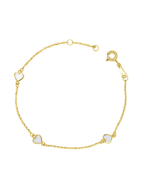 Kinderarmband Kette aus Gold 14K mit Herz