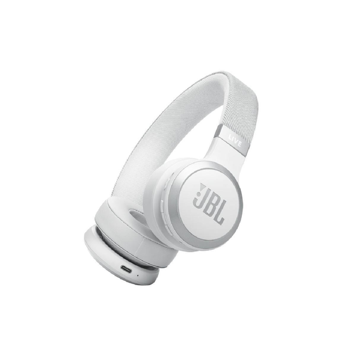 JBL Live 670NC Ασύρματα / Ενσύρματα On Ear Ακουστικά με 65 ώρες Λειτουργίας και Quick Charge Λευκά (JBLLIVE670NCWHT)