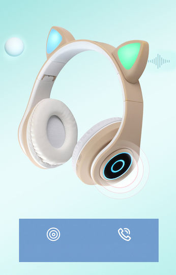 Cat Ear Led Безжични Bluetooth On Ear Слушалки Бежови
