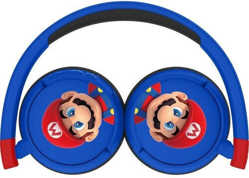 OTL Cuffie Kids Super Mario Wireless / Wired On Ear Headphones with 24 hours of Operation Red/Blue