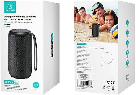 Usams USA887 Αδιάβροχο Ηχείο Bluetooth 10W με Διάρκεια Μπαταρίας έως 4 ώρες Μαύρο