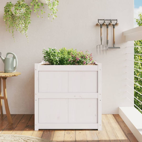 vidaXL Planter Box Lemn Alb 70x70x70cm.