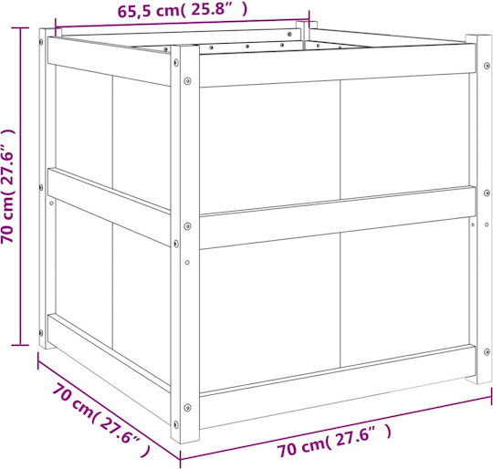 vidaXL Planter Box Lemn Alb 70x70x70cm.