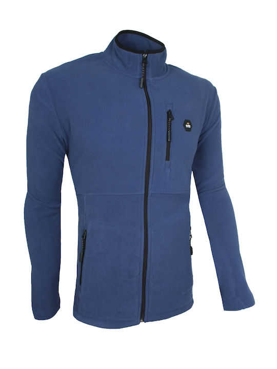 Double Men's Fleece Cardigan BLUE