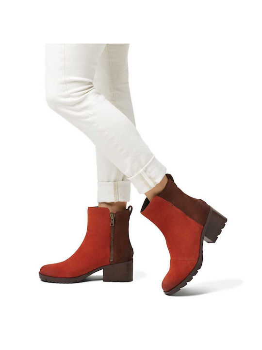 Sorel Leder Damen Knöchelstiefel Rot