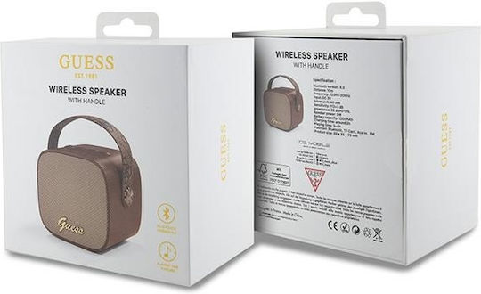 Guess 4G Leather Script Logo Bluetooth Speaker 5W with Battery Life up to 2 hours coffee