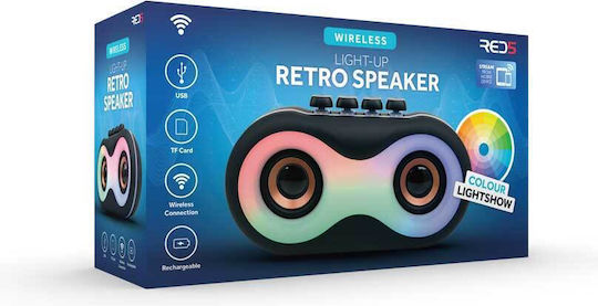 The Source Light Up Retro Ηχείο Bluetooth 8W με Διάρκεια Μπαταρίας έως 3 ώρες Κόκκινο