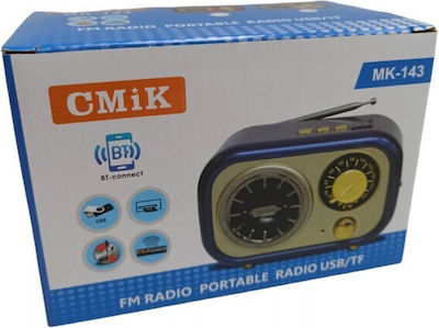 CMiK MK-143 Portable Radio Rechargeable with Bluetooth and USB Blue