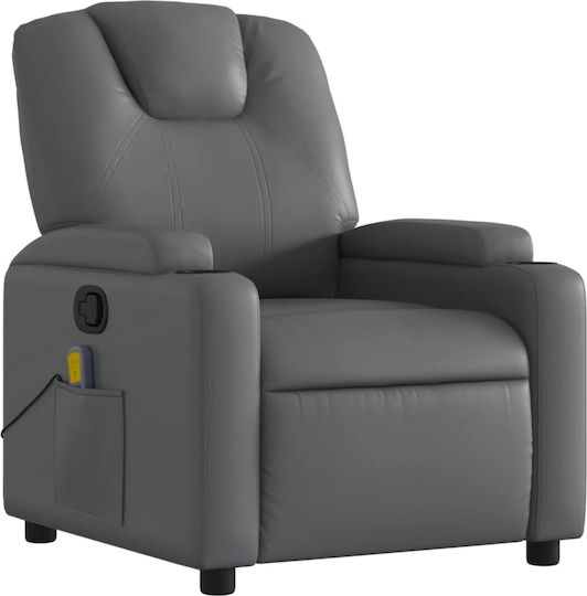 Πολυθρόνα Relax Massage με Υποπόδιο από Δερματίνη Γκρι 74x88x97cm
