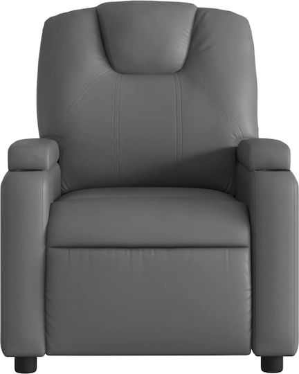Πολυθρόνα Relax Massage με Υποπόδιο από Δερματίνη Γκρι 74x88x97cm