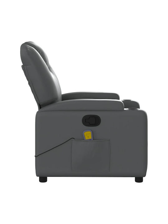 Πολυθρόνα Relax Massage με Υποπόδιο από Δερματίνη Γκρι 74x88x97cm