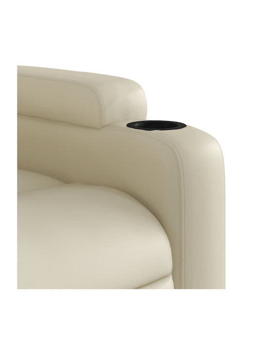Πολυθρόνα Relax Massage με Υποπόδιο από Δερματίνη Κρεμ 74x88x97cm