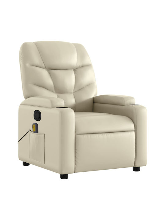 Relax Armchair Massage with Footstool from Leatherette Cream 74x89x100cm