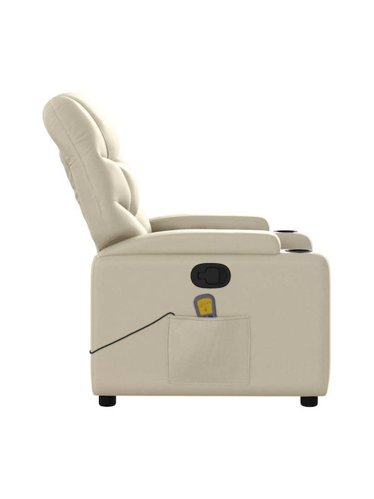 Relax Armchair Massage with Footstool from Leatherette Cream 74x89x100cm