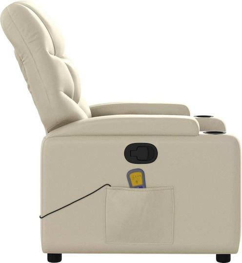 Relaxsessel Friseurwaschbecken mit Fußhocker aus Kunstleder Cream 74x89x100cm