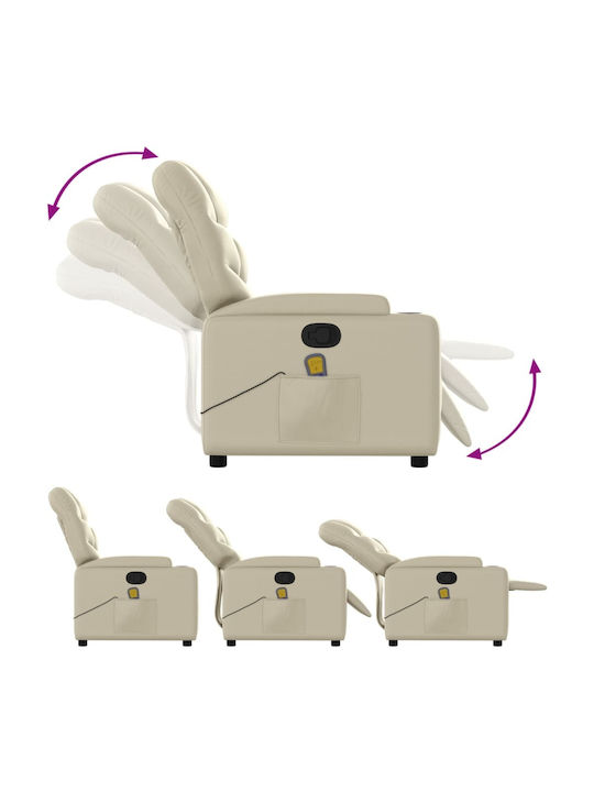 Relax Armchair Massage with Footstool from Leatherette Cream 74x89x100cm