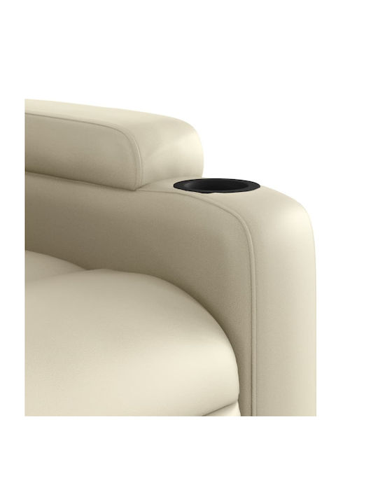 Relax Armchair Massage with Footstool from Leatherette Cream 74x89x100cm