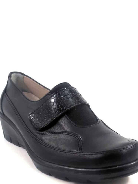 Manlisa Leder Damen Slip-Ons Schwarz