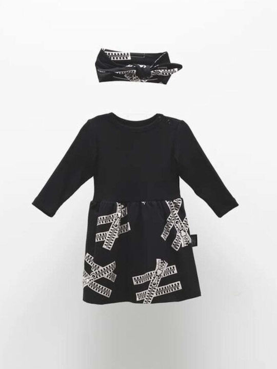 Moi Noi Kids Dress Set with Accessories Polka Dot Long Sleeve Black