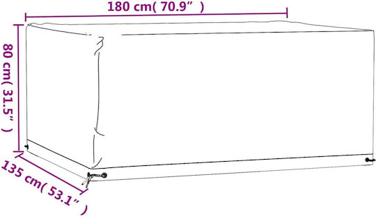 vidaXL Προστατευτικό Κάλυμμα Τραπεζαρίας 180x135x80εκ. σε Μαύρο Χρώμα