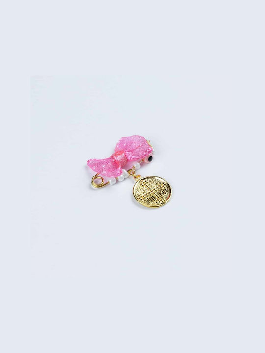 Excite-Fashion Child Safety Pin Φυλαχτό made of Gold Plated Silver with Constantinato