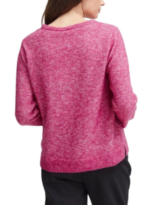 Fransa Women's Long Sleeve Sweater Fuchsia