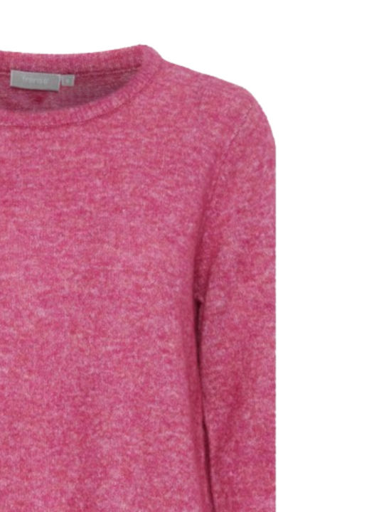 Damen Langarm Pullover Wolle Fuchsia