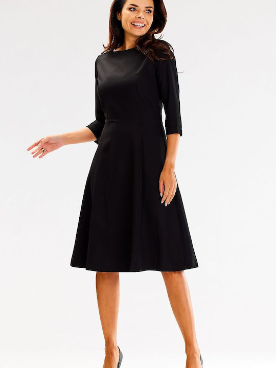 Awama Midi Kleid Schwarz