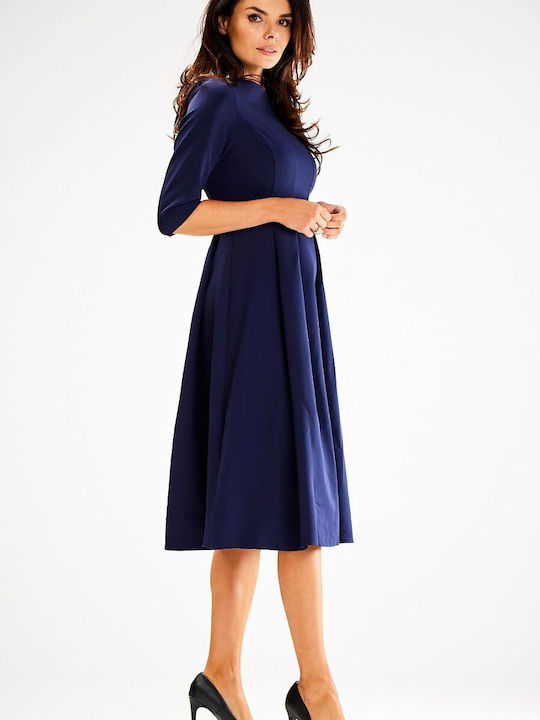 Awama Midi Kleid Marineblau