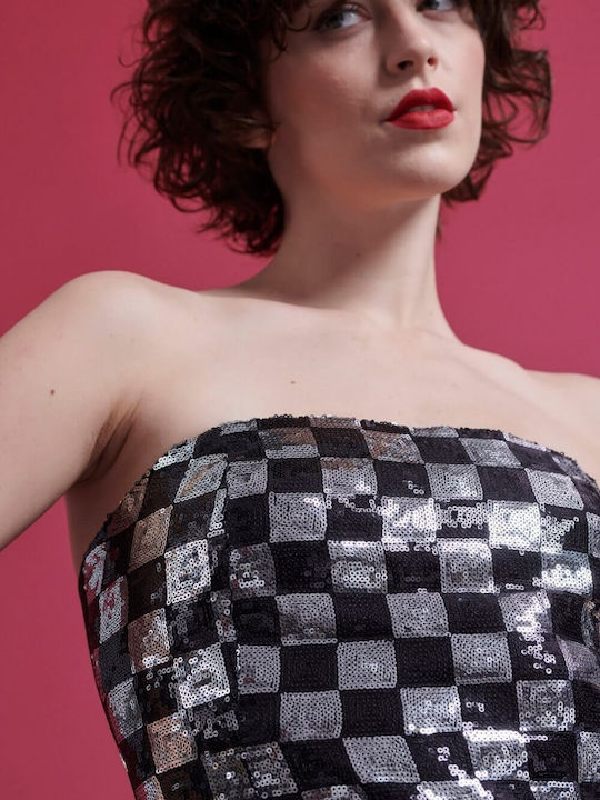 Γυναικείο Crop Top Ασημί