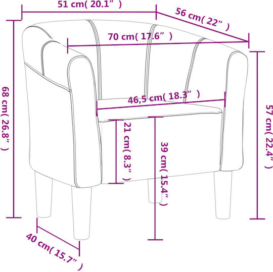 Armchair Bordeaux 70x56x68cm