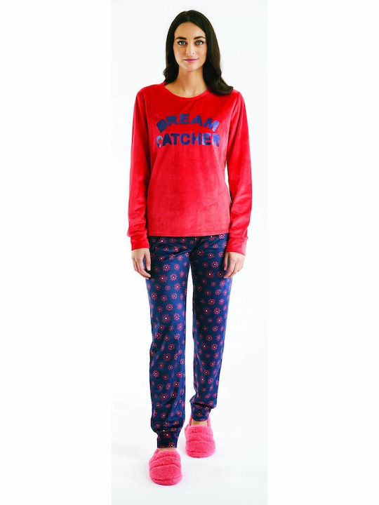 Amo La Casa Winter Women's Pyjama Set Fleece Red