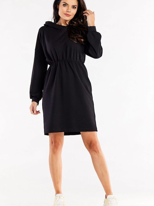 Infinite You Midi Dress with Hood Black